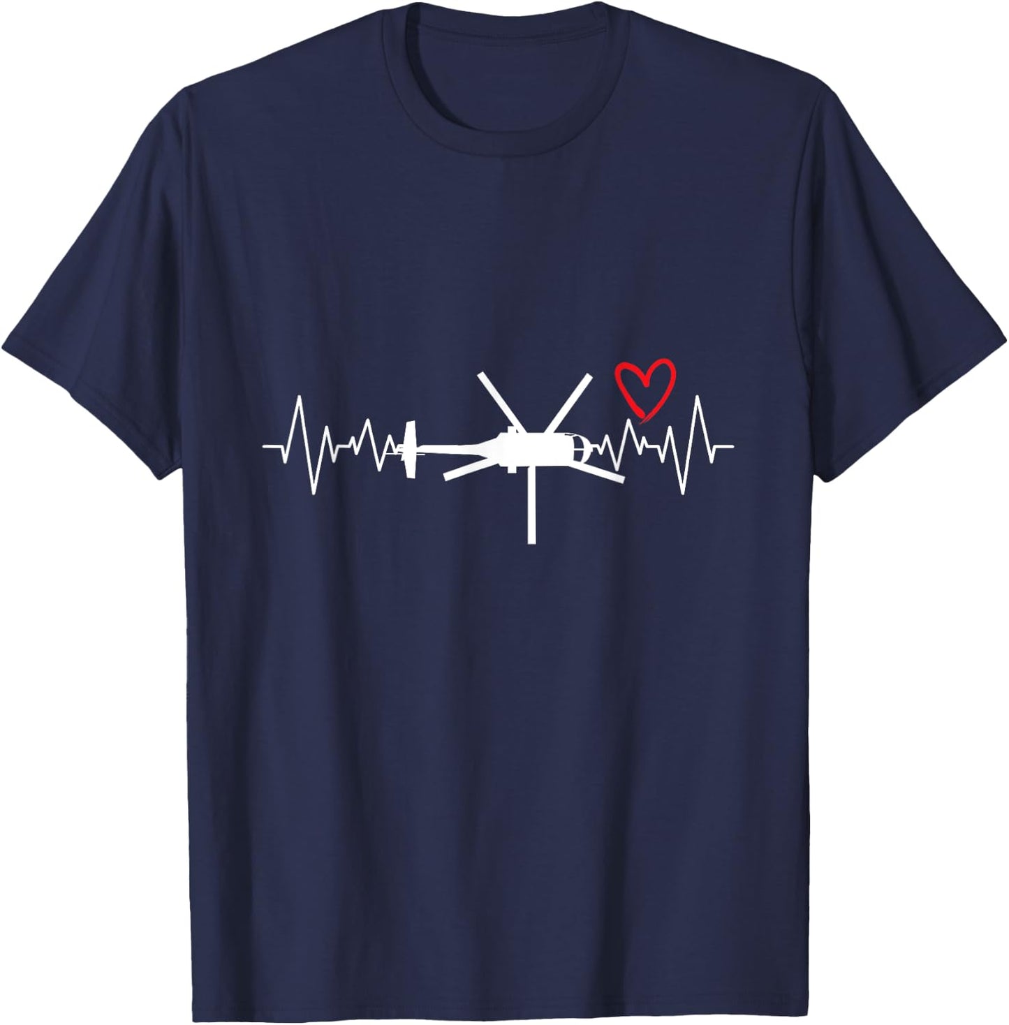 Helicopter Chopper Pilot Aircrew Heartbeat Heart T-Shirt - T-Shirt | Navy