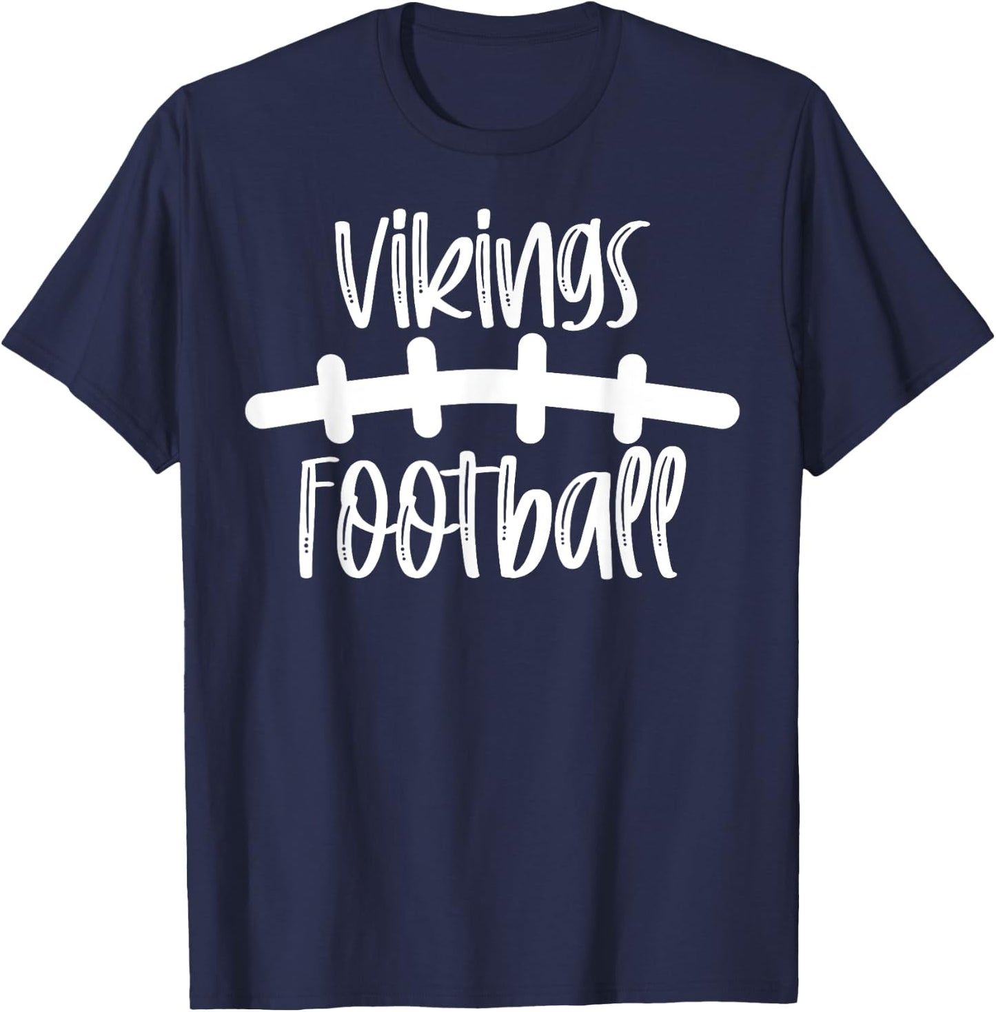 Vikings Football School Spirit Team Mascot Game Night T-Shirt - T-Shirt | Navy