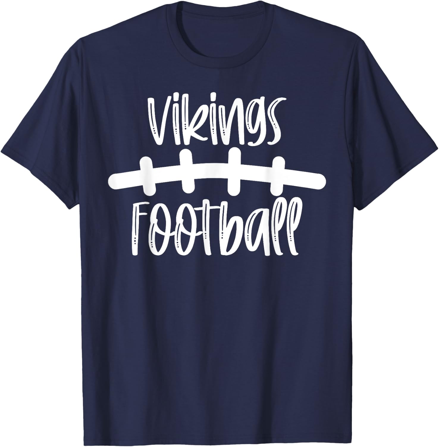 Vikings Football School Spirit Team Mascot Game Night T-Shirt - T-Shirt | Navy