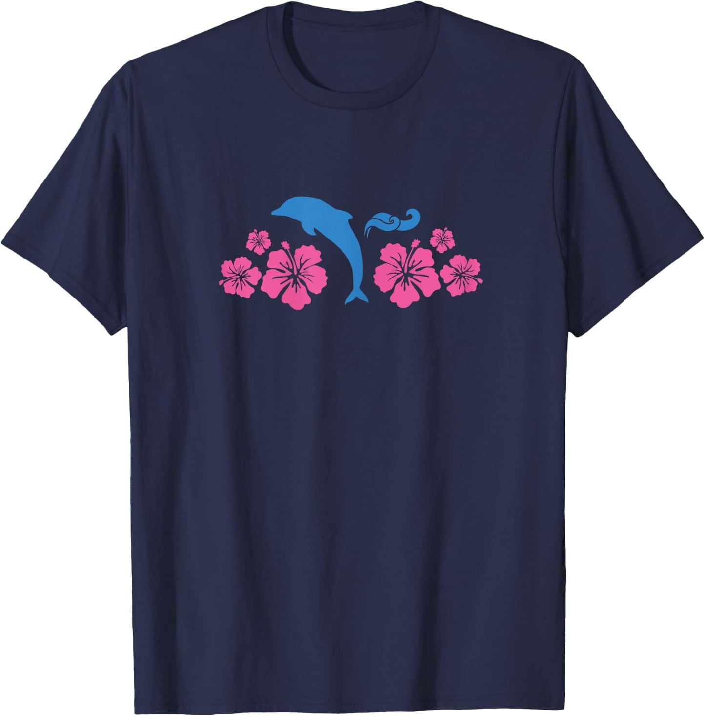Dolphin & Flowers Coconut Girl Y2K 2000s Aesthetic Summer T-Shirt - T-Shirt | Navy