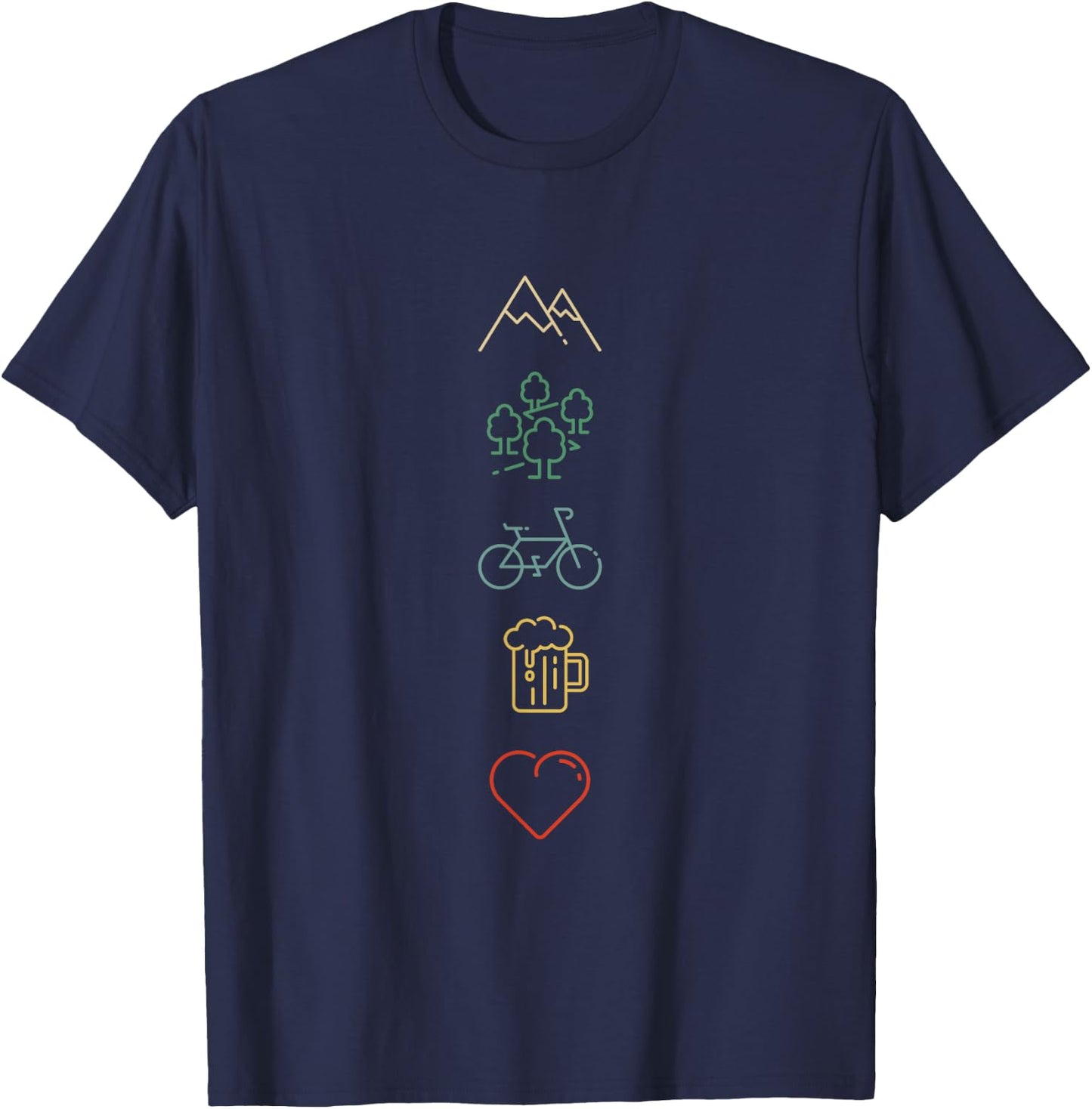 Bike Mountains Forest and Beer MTB Mountain Bike T-Shirt - T-Shirt | Navy