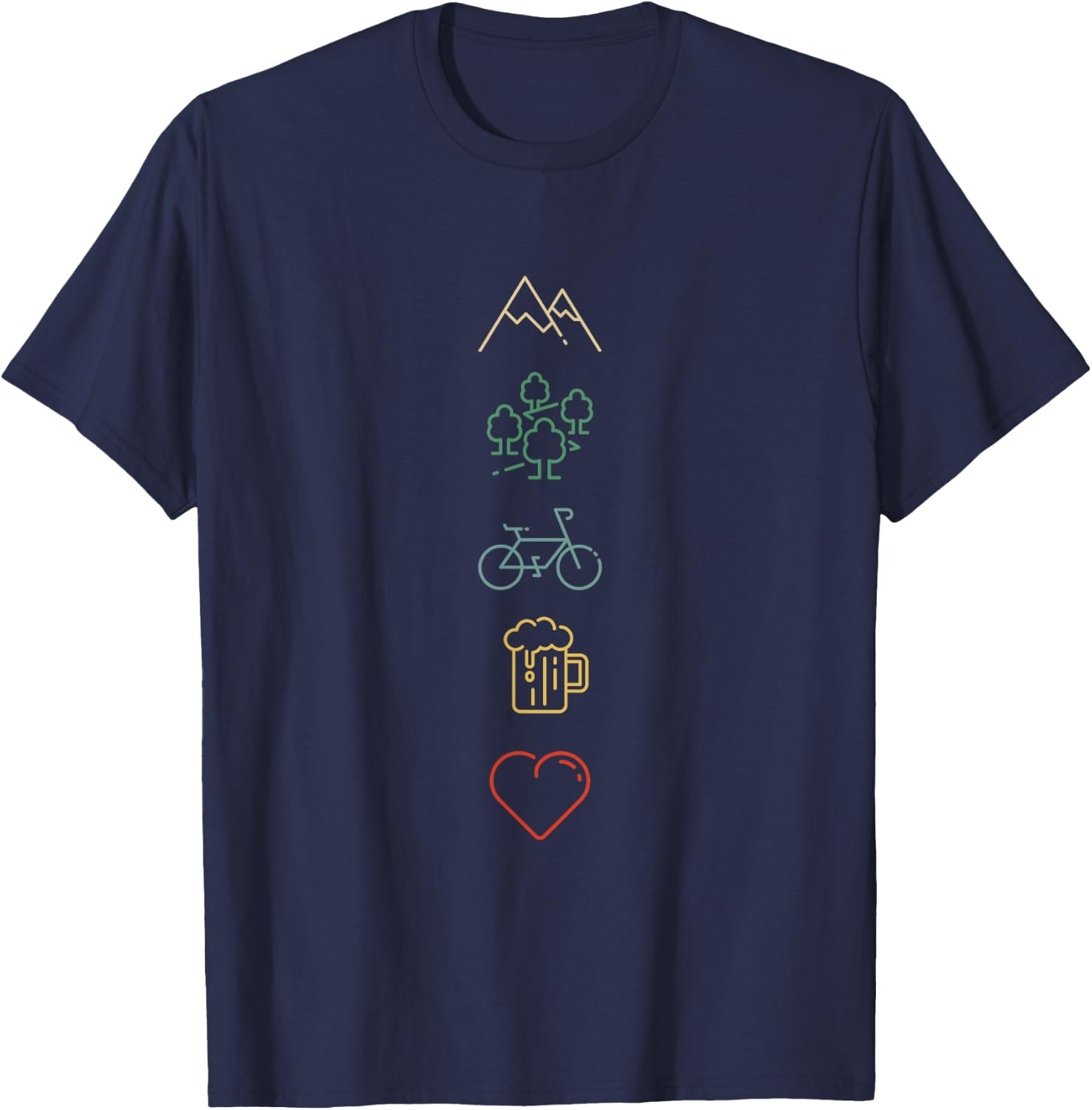 Bike Mountains Forest and Beer MTB Mountain Bike T-Shirt - T-Shirt | Navy