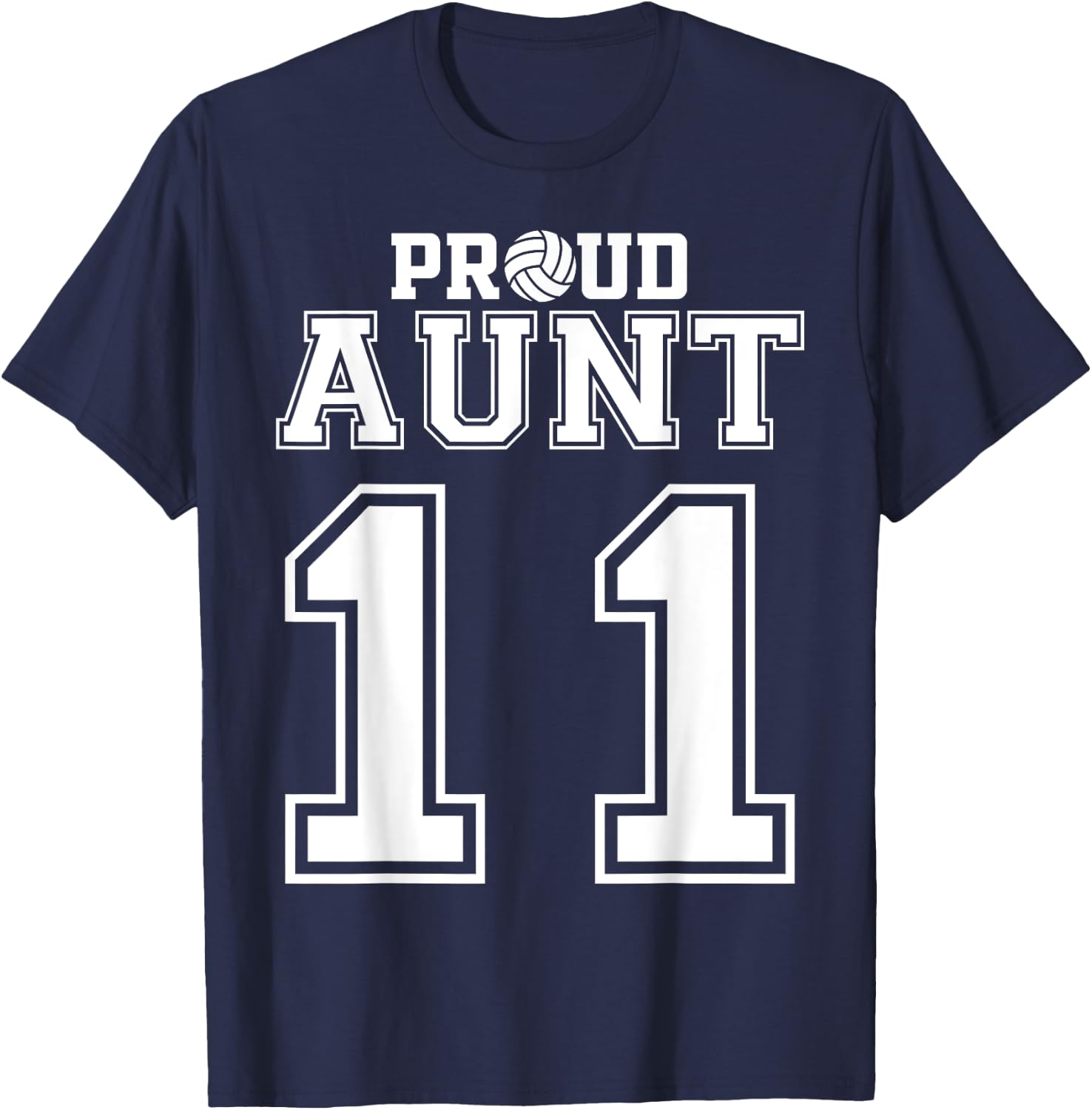 Custom Proud Volleyball Aunt Number 11 Personalized Women T-Shirt - T-Shirt | Navy