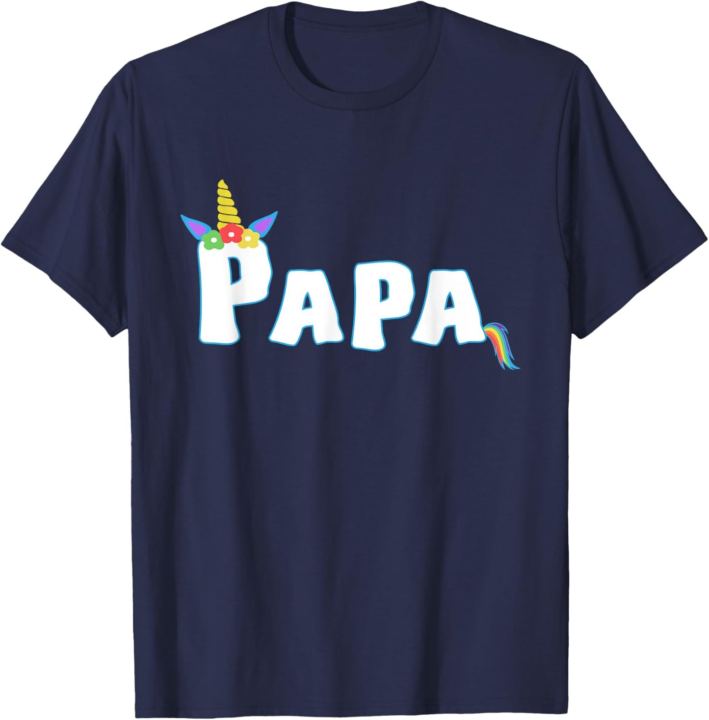 Unicorn Birthday Girl Funny Papa Grandpa Family T-Shirt - T-Shirt | Navy