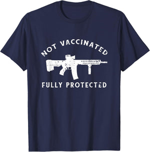 I Identify As Vaccinated Woke Anti-Vax Anti Vaccine Not Vaccinated Fully Protected 2A Anti Vax T-Shirt - T-Shirt | Navy