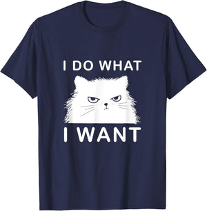 Retro 80s 90s Cat Lovers Funny I Do What I Want Cat Women T-Shirt - T-Shirt | Navy