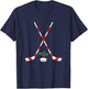 Ice Hockey Christmas Gift Candy Cane Hockey Stick Hockey T-Shirt - T-Shirt | Navy
