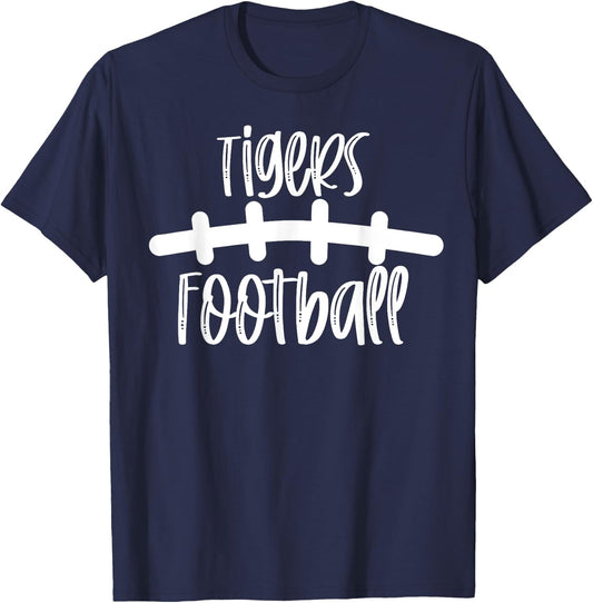 Tigers Football School Spirit Team Mascot Game Night T-Shirt - T-Shirt | Navy