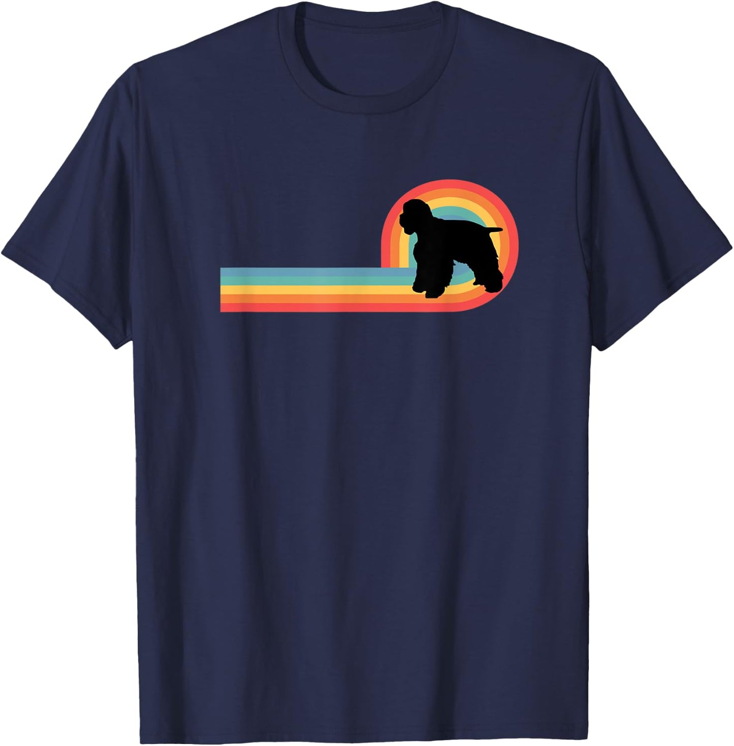American Cocker Spaniel 70s Retro Rainbow Dog Pet Owner Cute T-Shirt - T-Shirt | Navy