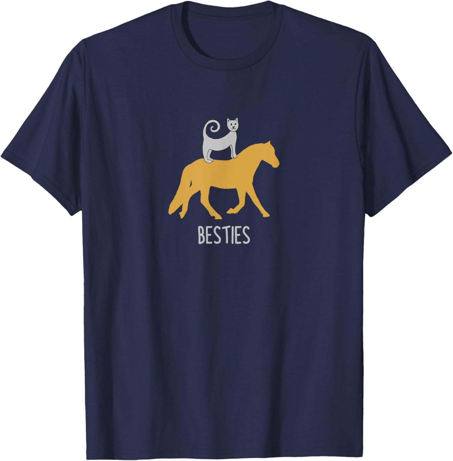 CAT ON A HORSE | BESTIES | CAT LADY + HORSE LADY | Girls T-Shirt - T-Shirt | Navy