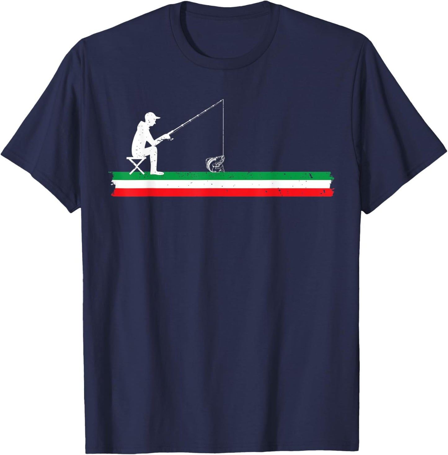 Italian Walleye Fishing Italy Flag Italian Fisherman Cool T-Shirt - T-Shirt | Navy