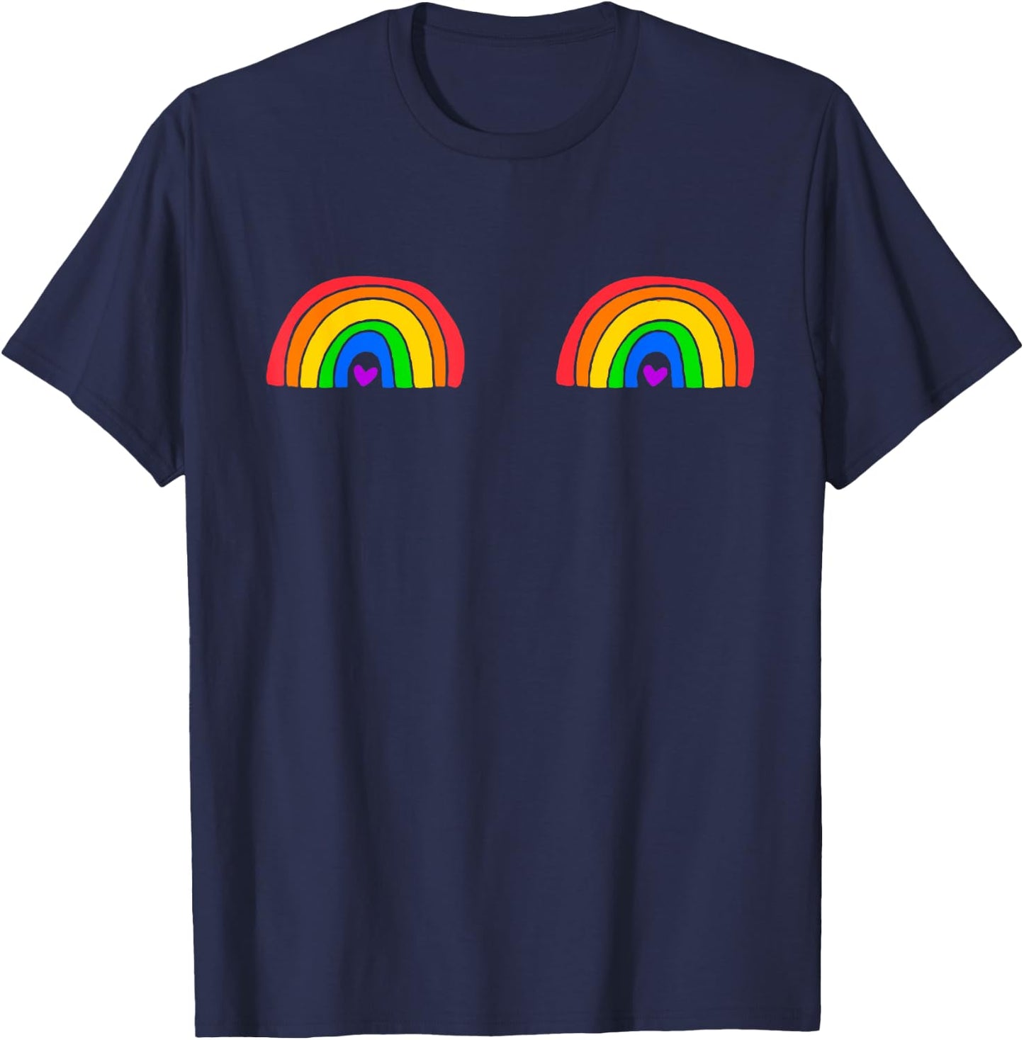Rainbow Boobs Pride T-Shirt - T-Shirt | Navy