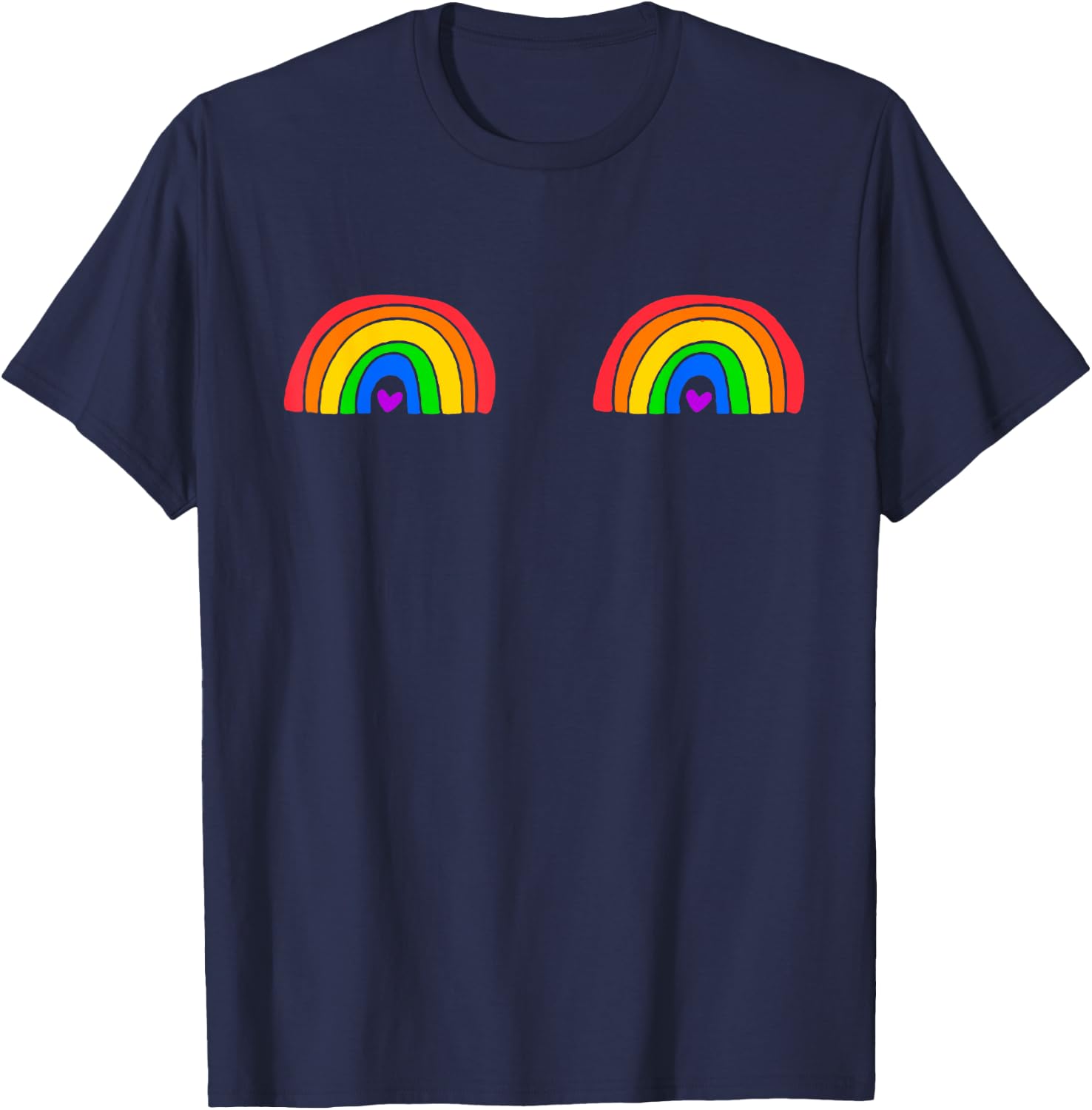 Rainbow Boobs Pride T-Shirt - T-Shirt | Navy