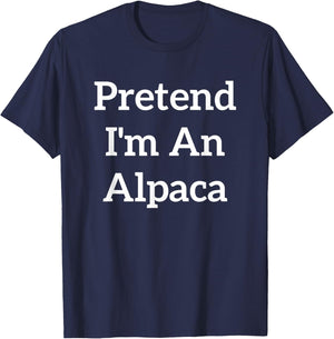 Pretend I'm An Alpaca Costume Lazy Funny Halloween Party T-Shirt - T-Shirt | Navy