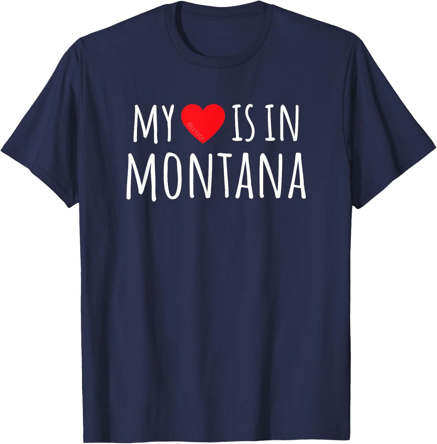 MY HEART IS IN MONTANA Cute American State T-Shirt - T-Shirt | Navy