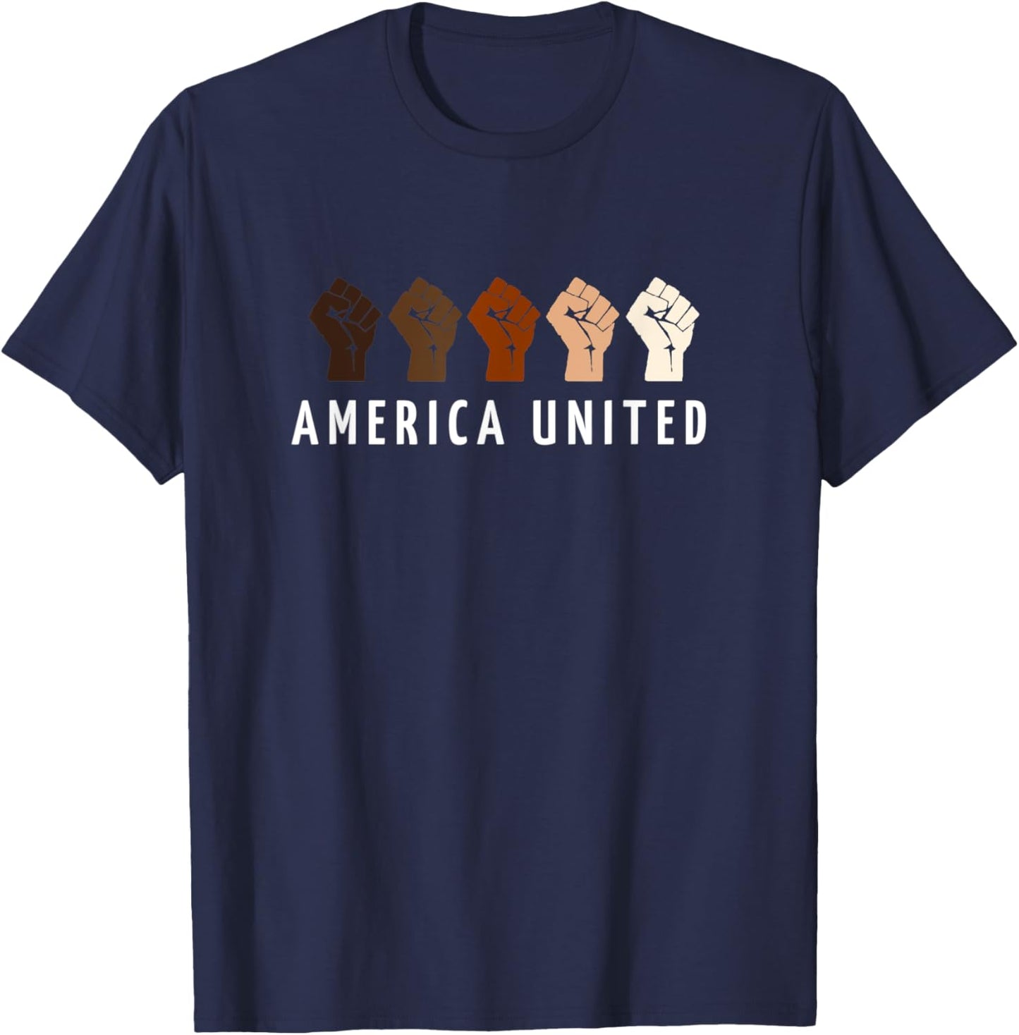 Multi Color Fist America United T-Shirt - T-Shirt | Navy