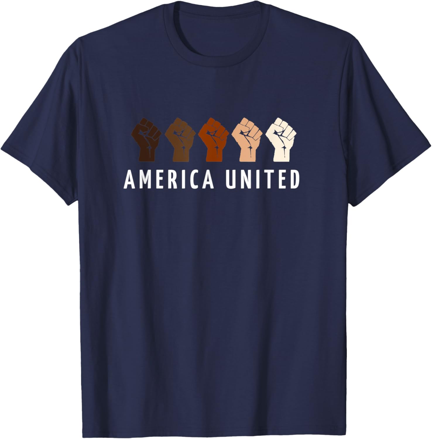 Multi Color Fist America United T-Shirt - T-Shirt | Navy
