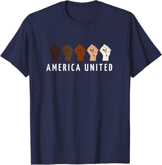 Multi Color Fist America United T-Shirt - T-Shirt | Navy