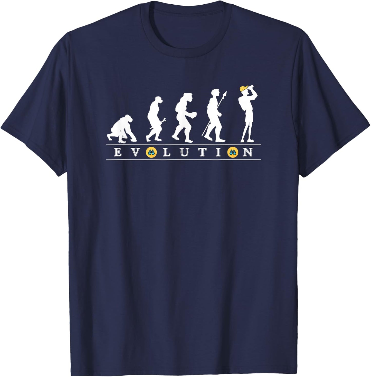 Birdwatcher Funny Evolution Bird Watching for birding birder T-Shirt - T-Shirt | Navy