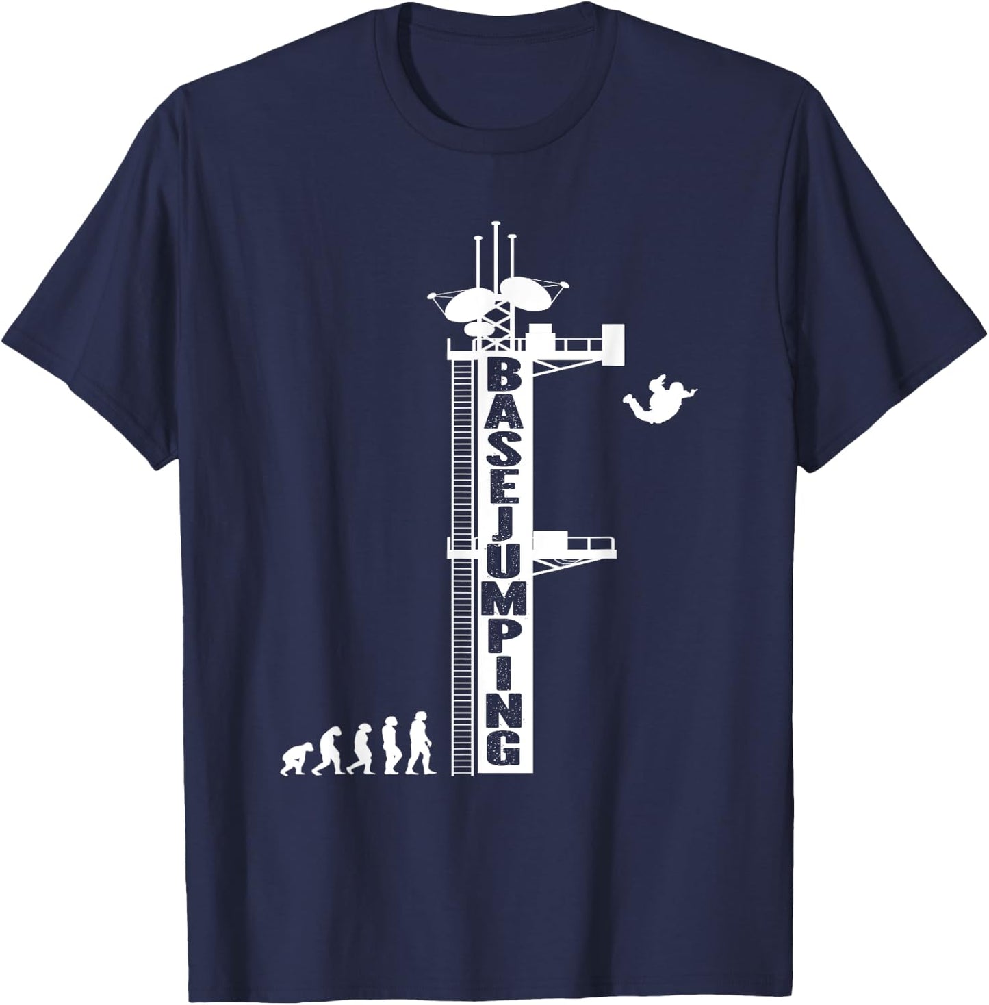 Evolution Base Jumper Antenna Base Jumping T-Shirt - T-Shirt | Navy