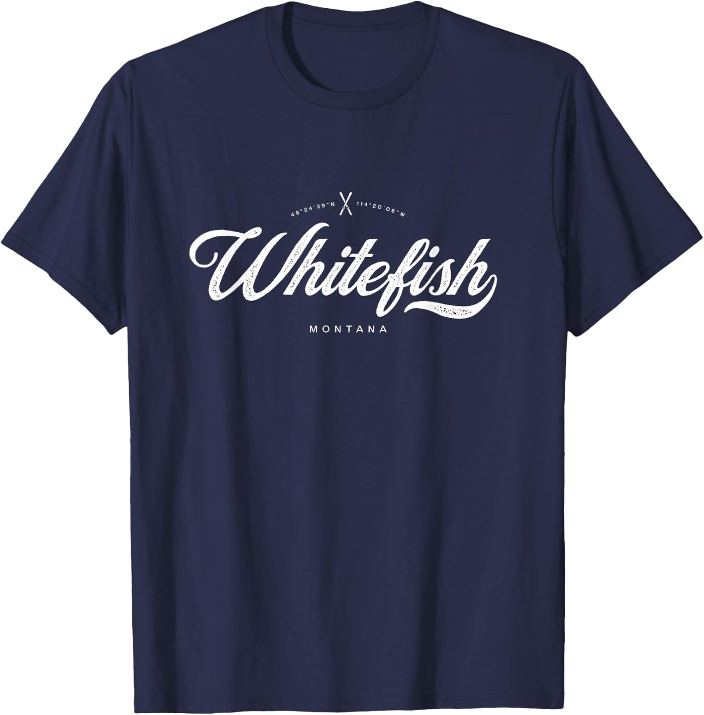 Whitefish Montana Graphic Skis Vintage Retro T-Shirt - T-Shirt | Navy