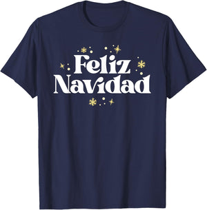 Vintage Feliz Navidad Retro Mexican Xmas Spanish Christmas T-Shirt - T-Shirt | Navy
