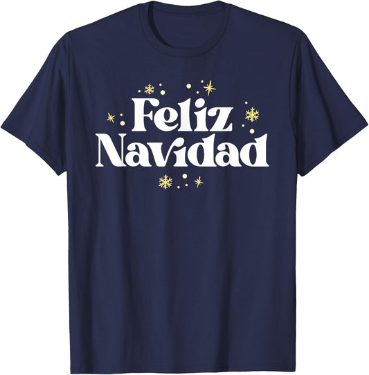 Vintage Feliz Navidad Retro Mexican Xmas Spanish Christmas T-Shirt - T-Shirt | Navy