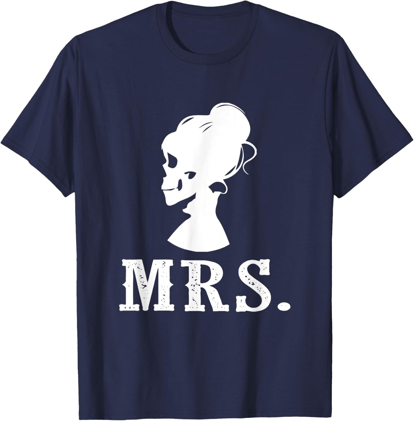 Mrs. Halloween or Day Of The Dead Wedding Bride T-Shirt - T-Shirt | Navy