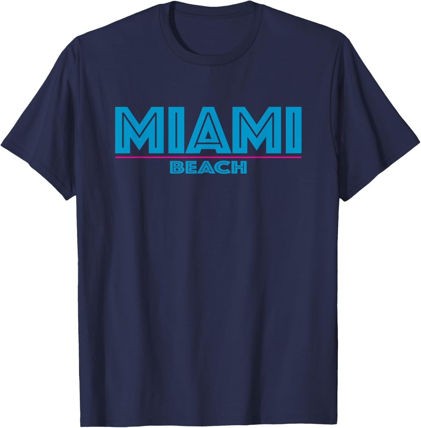 Retro Miami Beach Florida Graphic Men Women Girls Kids T-Shirt - T-Shirt | Navy
