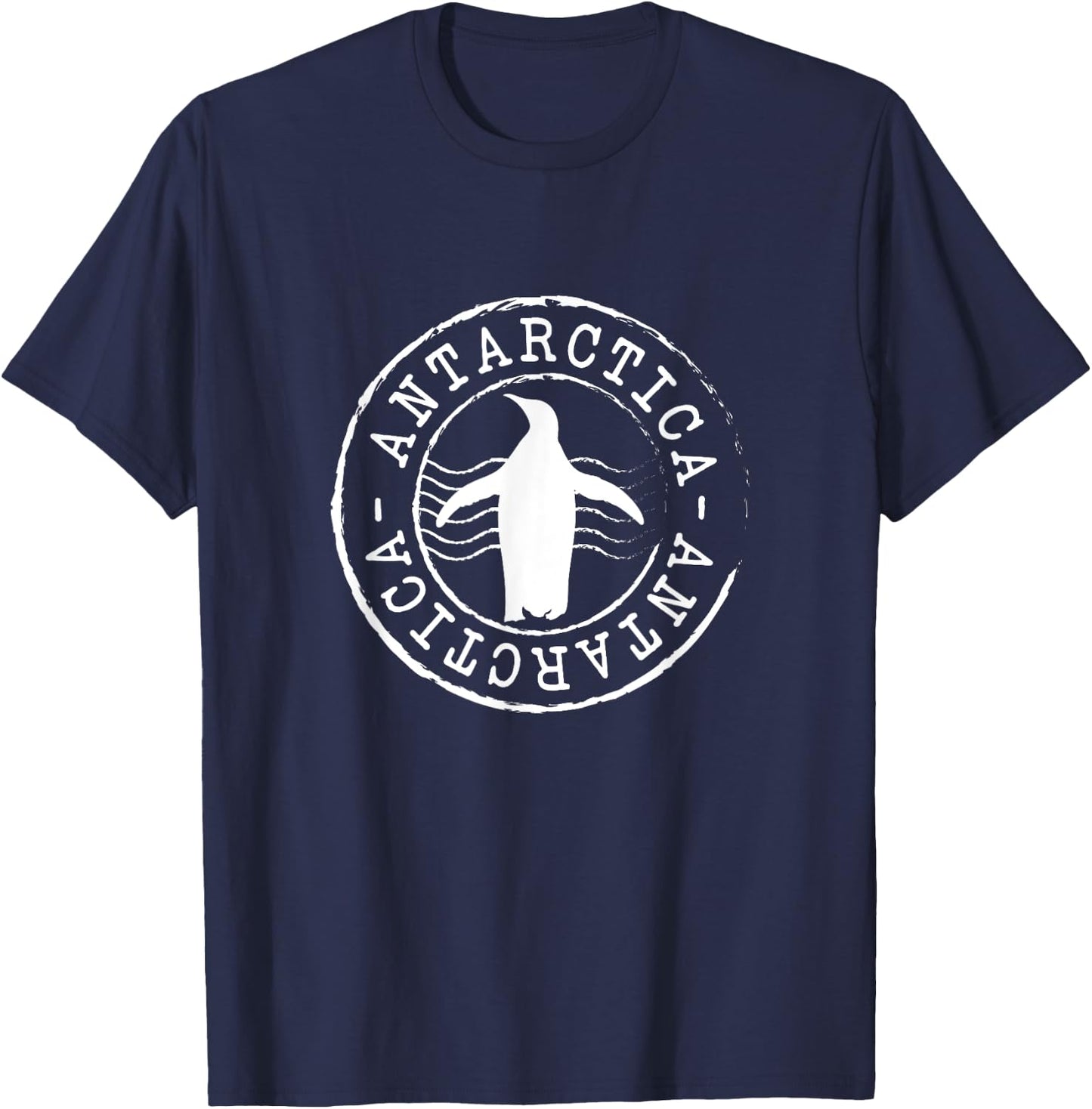 Postage Stamp Antarctica Penguin T-Shirt - T-Shirt | Navy