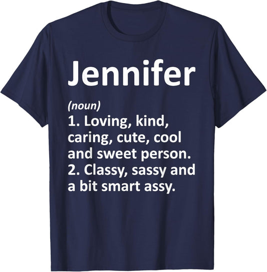 JENNIFER Definition Personalized Funny Birthday Gift T-Shirt - T-Shirt | Navy