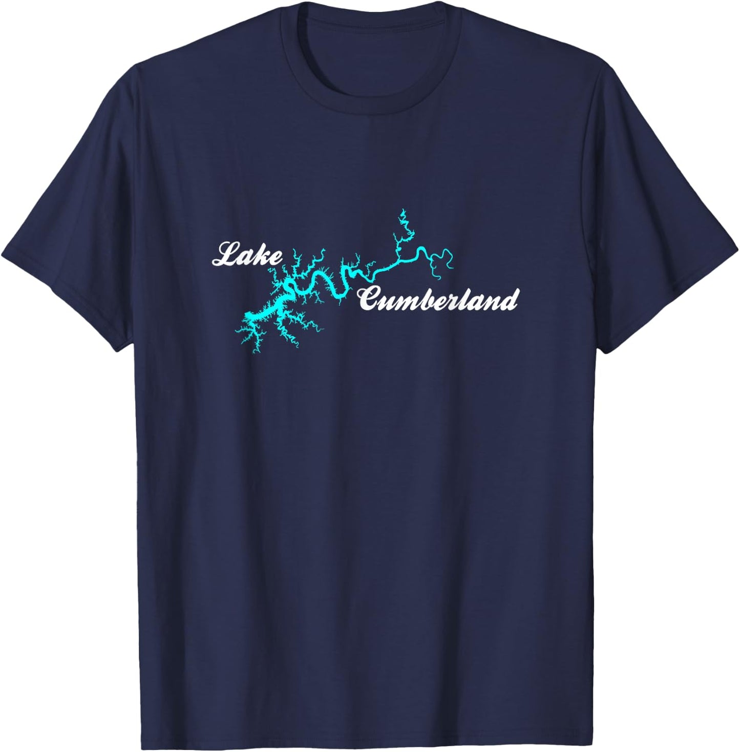 Designed by GeoGearCo Lake Cumberland, Kentucky - Black, Small, -Adults/Kids, Short Sleeve, Classic Fit, Cotton 65% Polyester 35% T-Shirt - T-Shirt | Navy