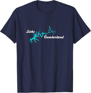 Designed by GeoGearCo Lake Cumberland, Kentucky - Black, Small, -Adults/Kids, Short Sleeve, Classic Fit, Cotton 65% Polyester 35% T-Shirt - T-Shirt | Navy