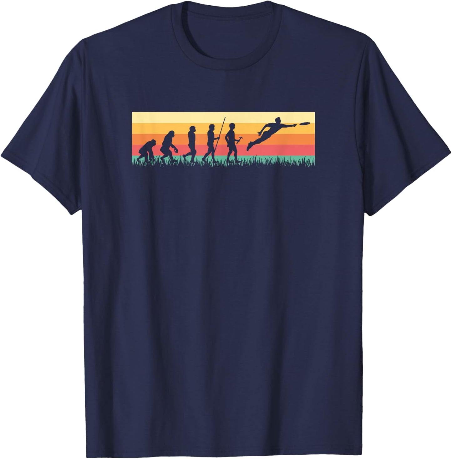 Human Evolution Ultimate Disc Golf Sport Vintage Frisbee T-Shirt - T-Shirt | Navy