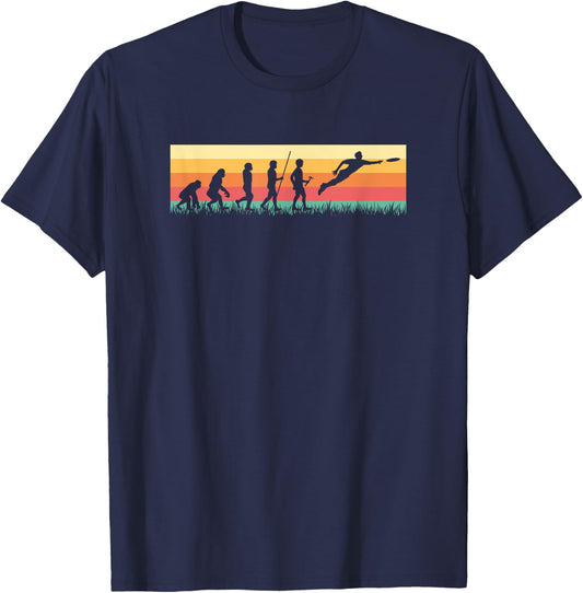 Human Evolution Ultimate Disc Golf Sport Vintage Frisbee T-Shirt - T-Shirt | Navy