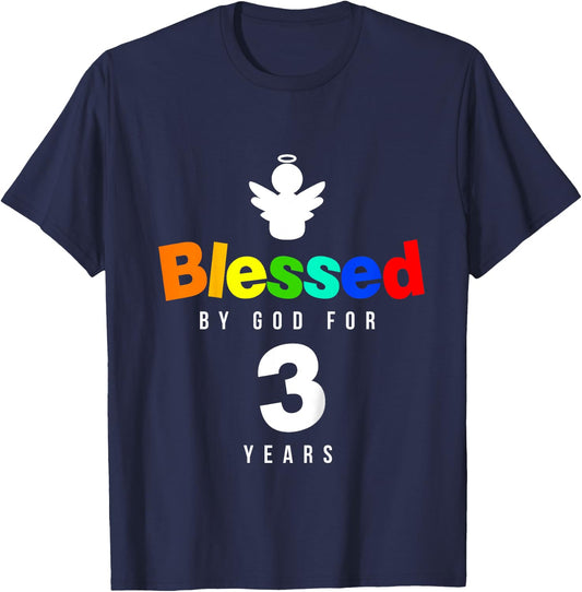 3rd Birthday Christian gift Blessed by God for 3 years old T-Shirt - T-Shirt | Navy