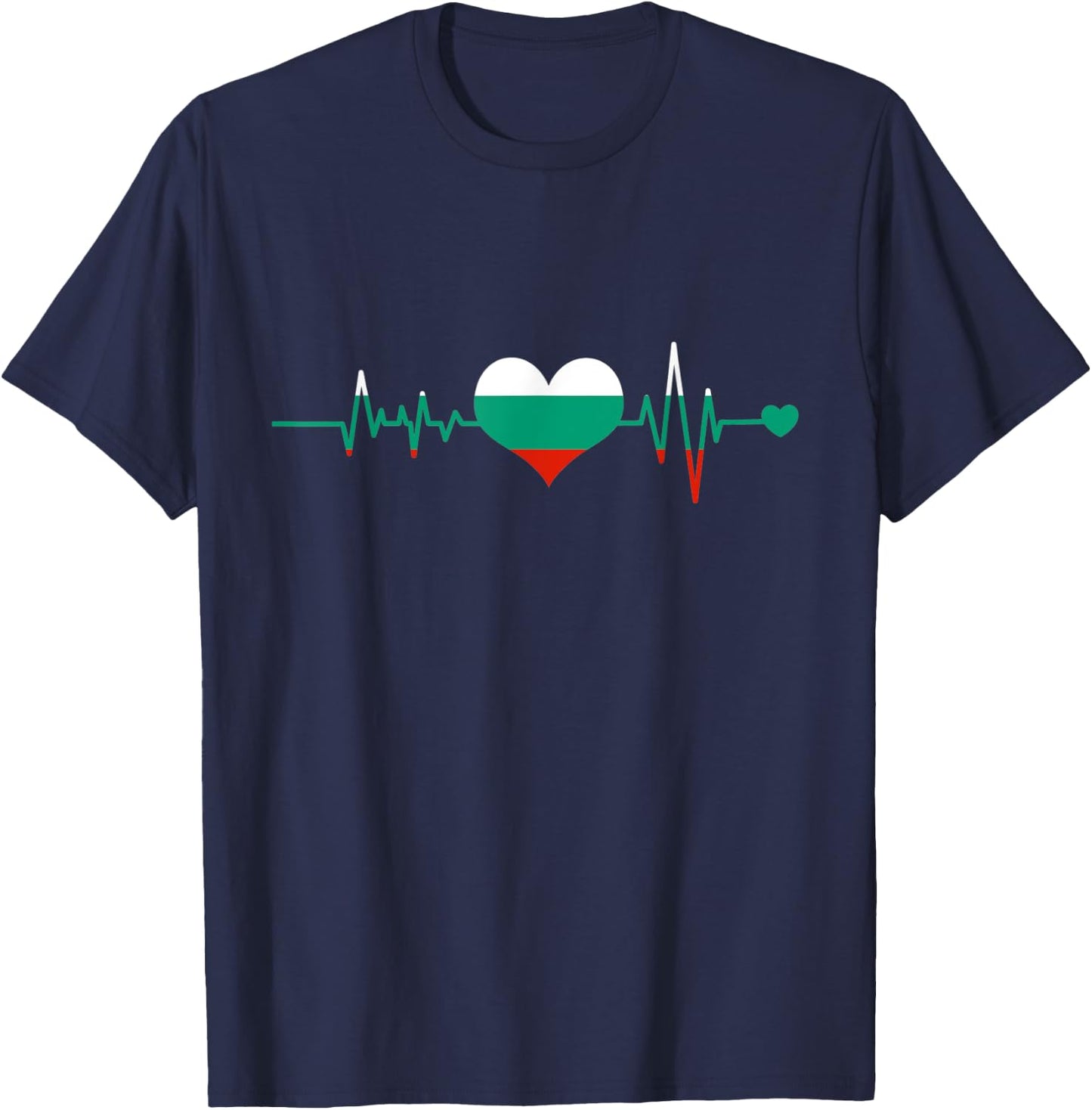 Vintage Bulgaria Flag Heartbeat Bulgarian Pride Gift T-Shirt - T-Shirt | Navy