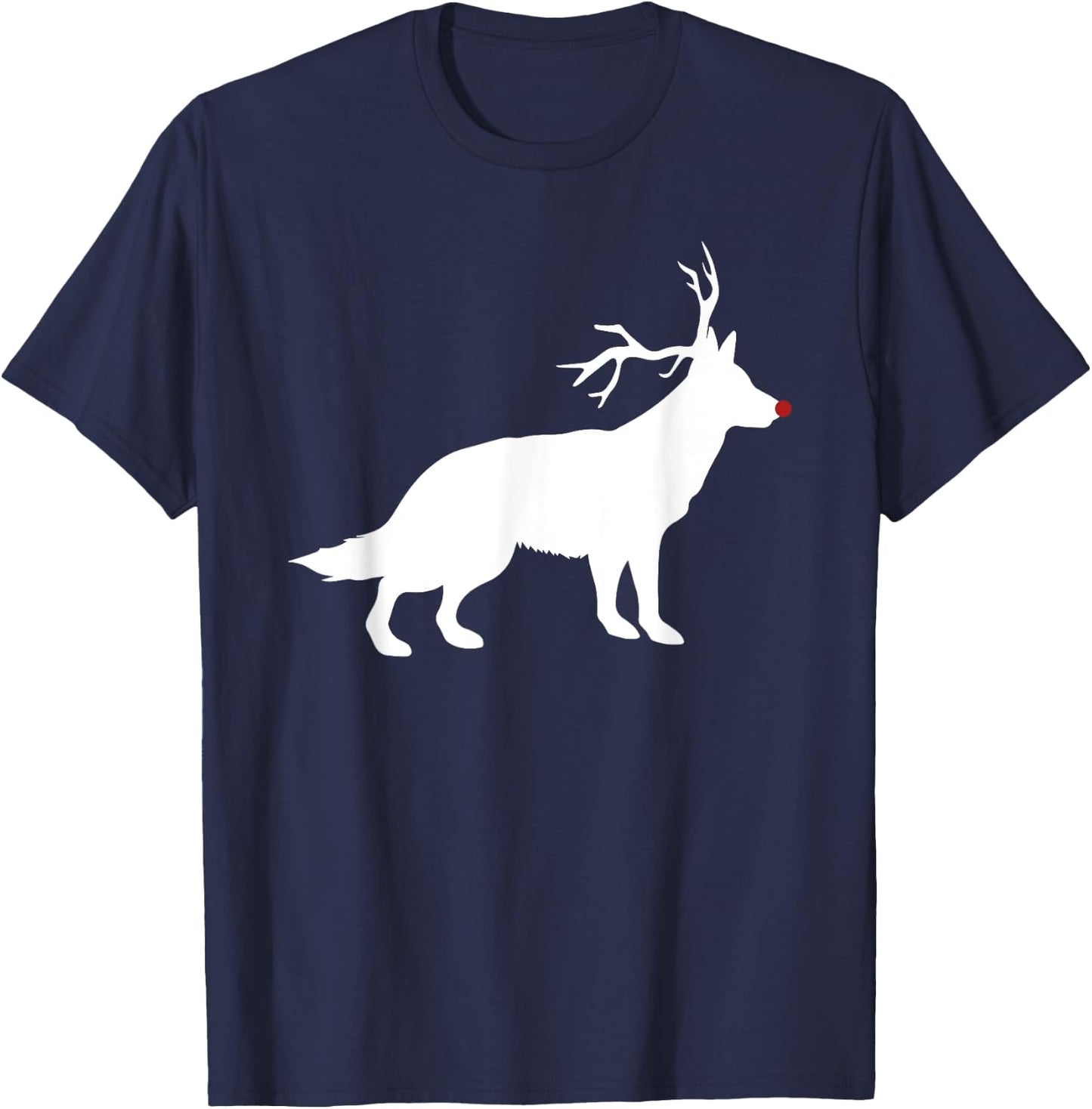 Funny German Shepherd Dog Christmas Reindeer Antlers Xmas T-Shirt - T-Shirt | Navy