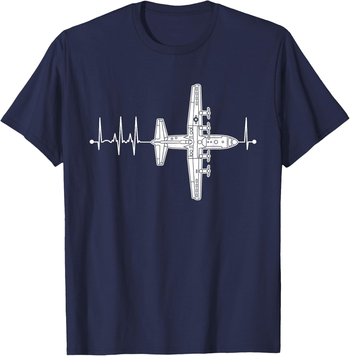 C-130 Hercules Airplane Heartbeat Pulse Military Pilot C130 T-Shirt - T-Shirt | Navy
