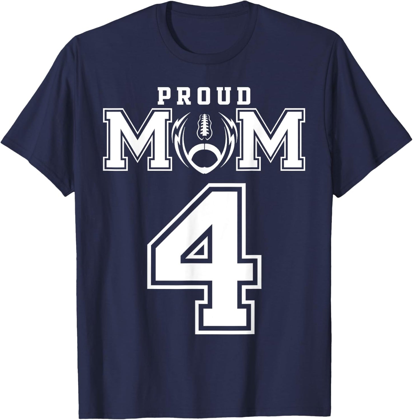 Custom Proud Football Mom Number 4 Personalized T-Shirt - T-Shirt | Navy