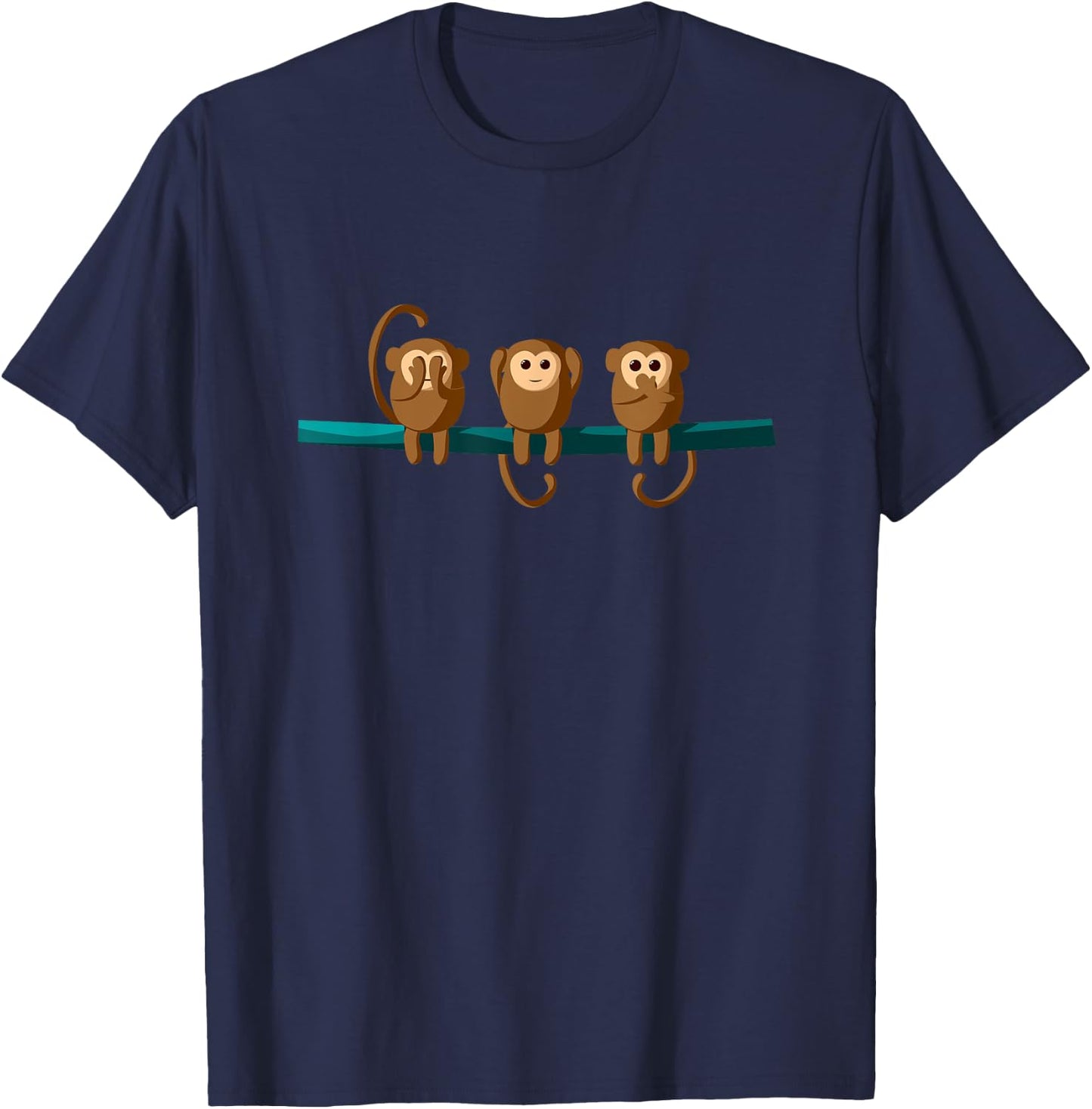 Funny Three Wise Monkeys See Hear Speak No Evil T-Shirt - T-Shirt | Navy
