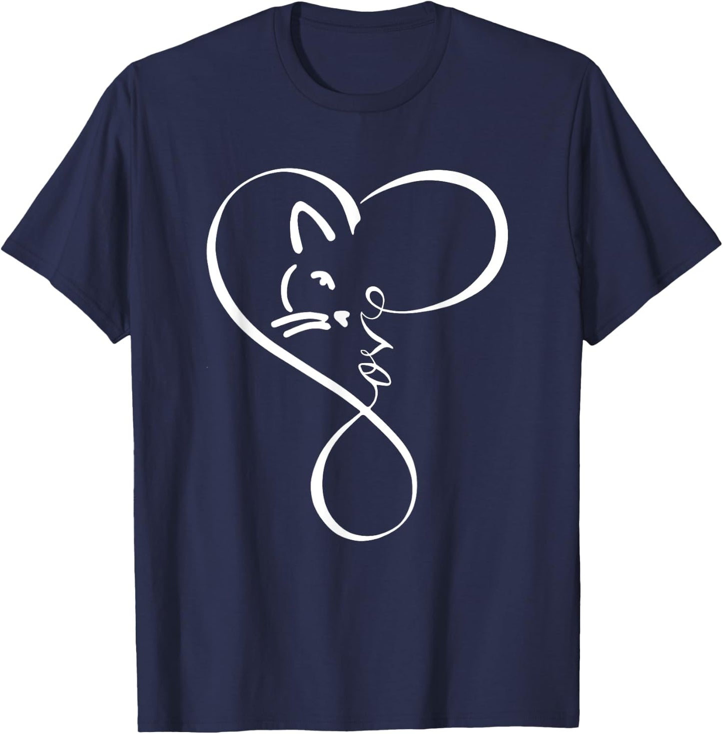 Cat Funny Cat For Kids Cute Heartbeat Cat Lover For Girls T-Shirt - T-Shirt | Navy