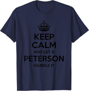 PETERSON Funny Surname Family Tree Birthday Reunion Gift T-Shirt - T-Shirt | Navy