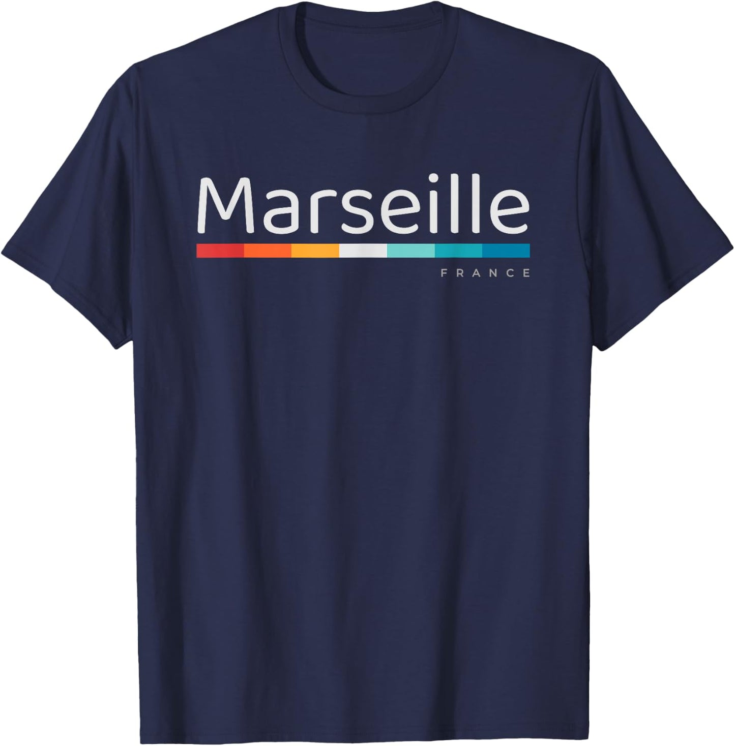 Marseille France Retro Design T-Shirt - T-Shirt | Navy