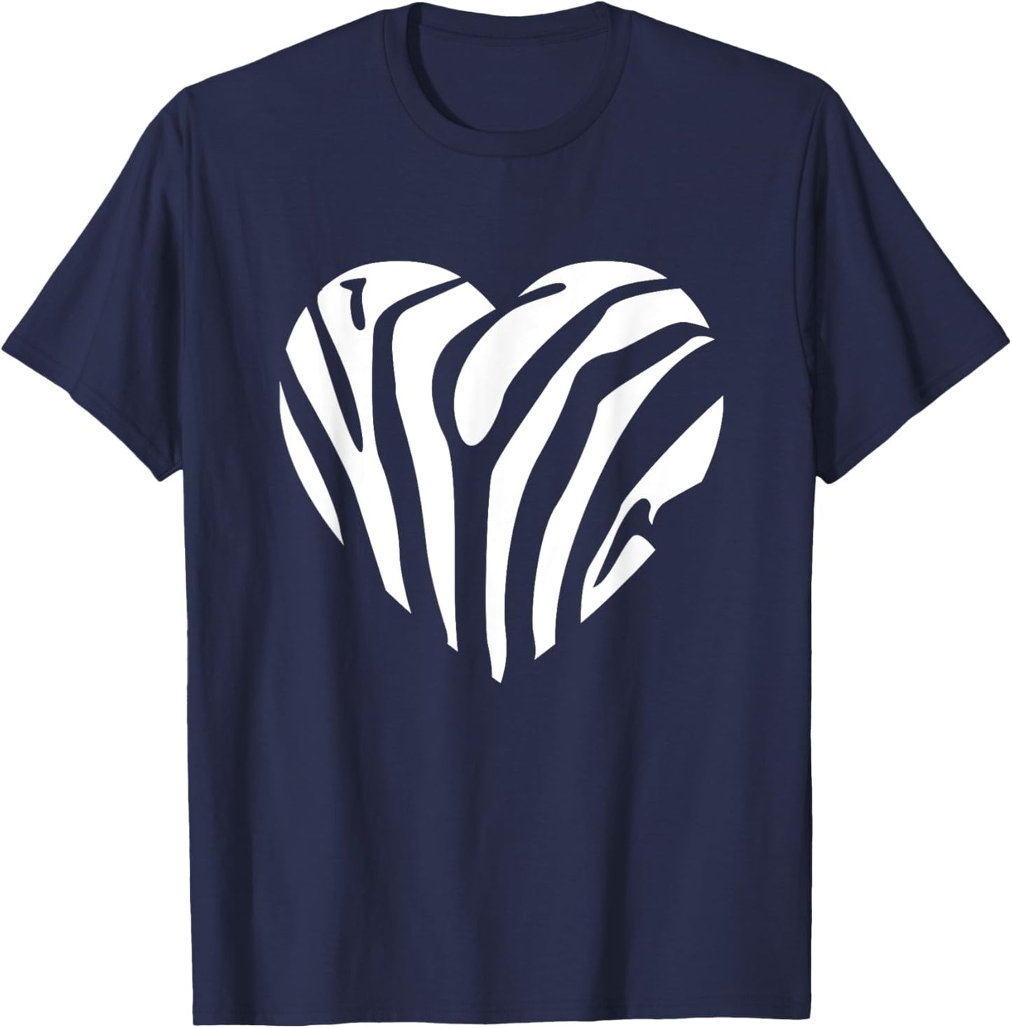 Zebra Heart Animal Lover Stripe Africa Gift Men Women Kids T-Shirt - T-Shirt | Navy
