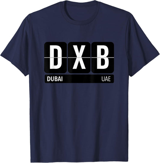 DXB Dubai Arab Emirates Travel Souvenir (White) T-Shirt - T-Shirt | Navy