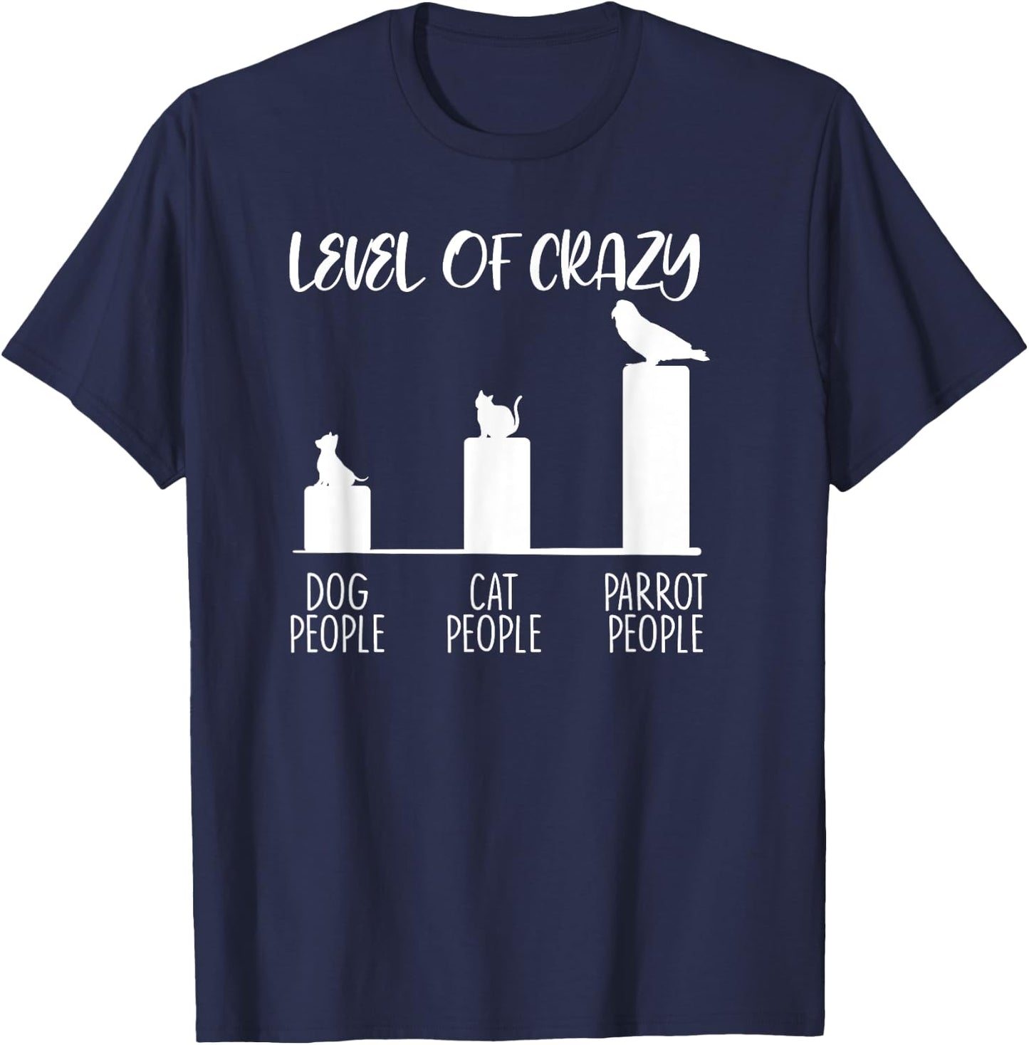Level Of Crazy Parrot People Funny Fowl Pet Bird Lover Gift T-Shirt - T-Shirt | Navy