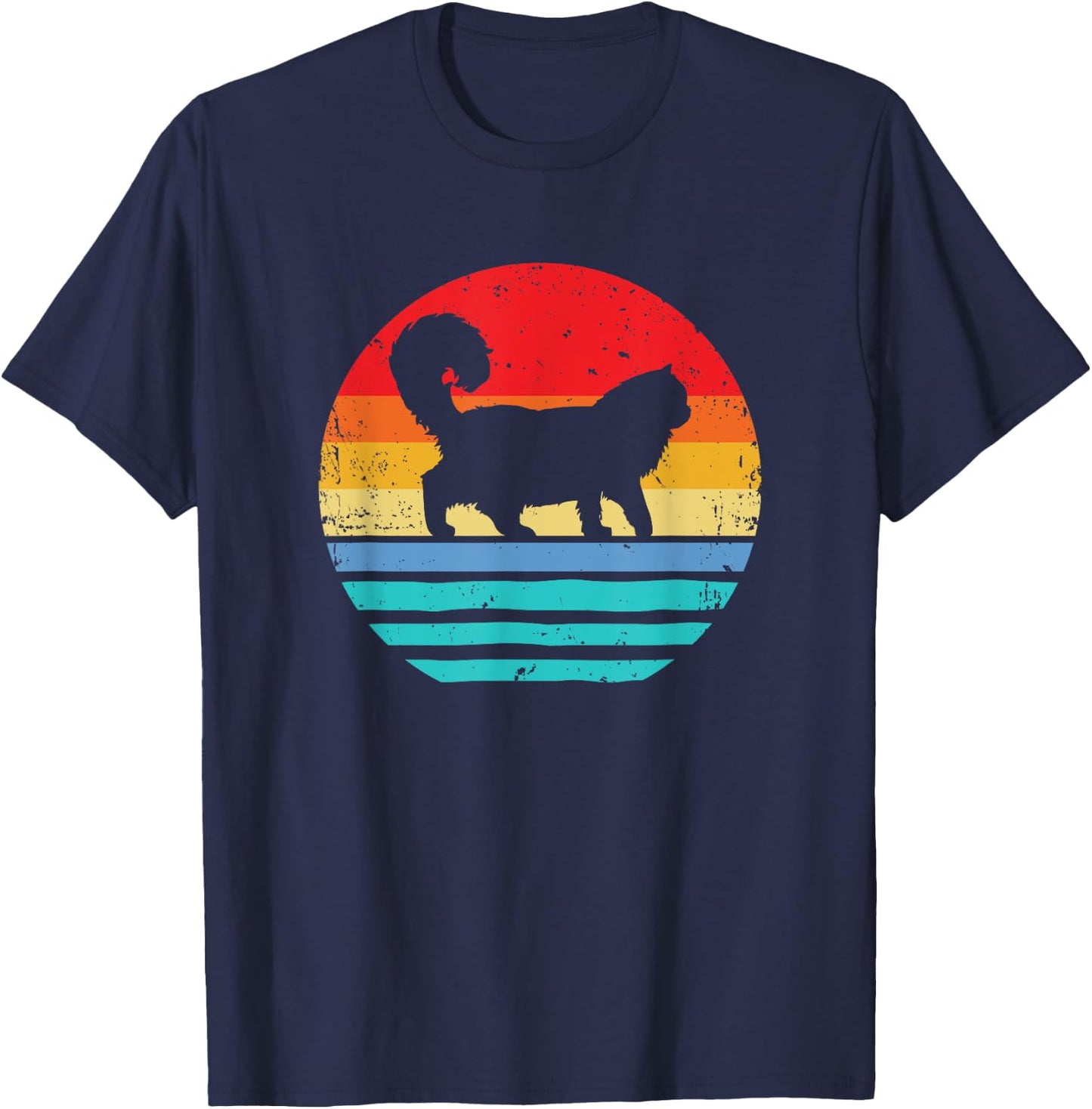 Ragdoll Cat Shirt Women Kids Men Sunset Retro Cat T-Shirt - T-Shirt | Navy