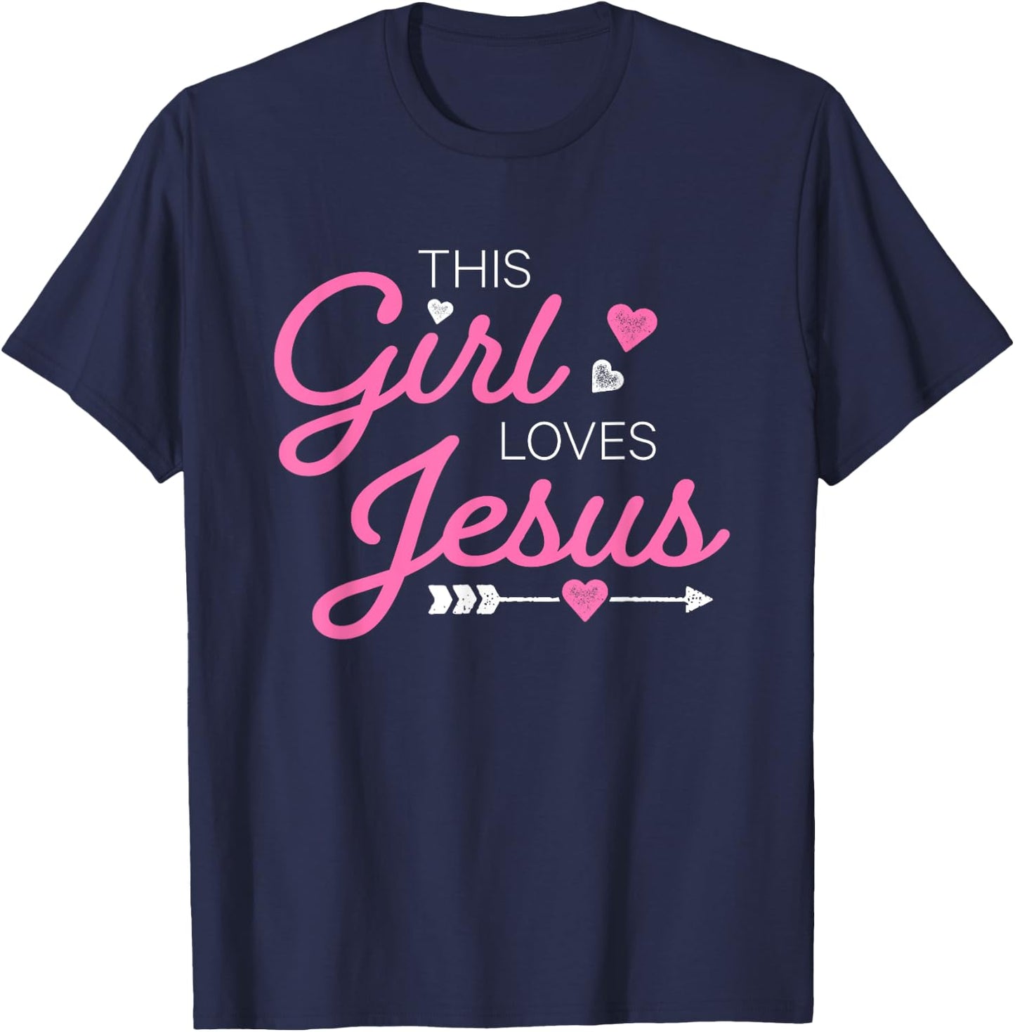 This Girl Loves Jesus For Christian Women Girls Kids Youth T-Shirt - T-Shirt | Navy