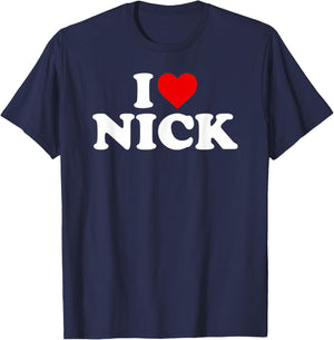 I Love Nick - Heart T-Shirt - T-Shirt | Navy